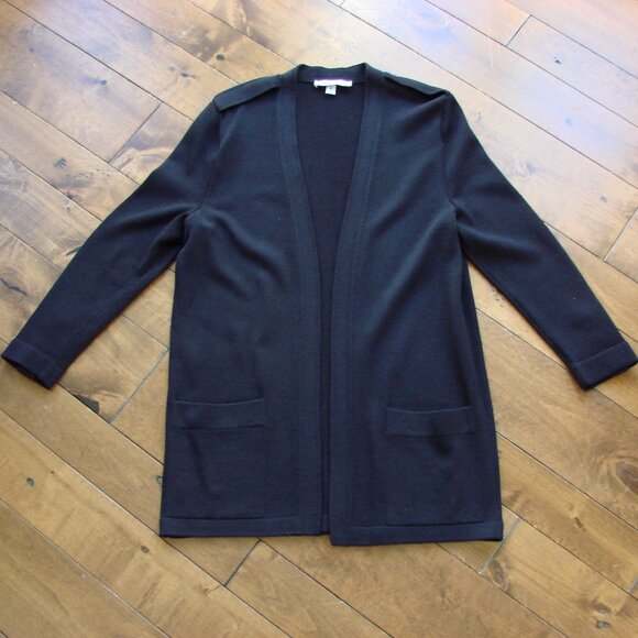 St. John Separates Black Knit Cardigan Sweater Luxury Santiago Knit Medium - Picture 1 of 12